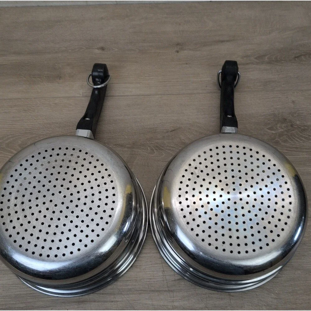 Lot Of 2 Saladmaster 8” Steamer Inserts Strainer Colander Stainless Steel